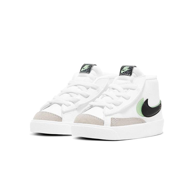 Nike Кроссовки Blazer 77 SE Mid top для скейтбординга Черно-бело-зеленые для младенцев и малышей DD1849-100
