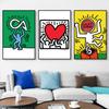 Keith Art Exhibition Abstract Poster Haring Pop Art Prints Lucky Sticker Heart Picture Canvas Painting Gallery Wall Decorative No Frame