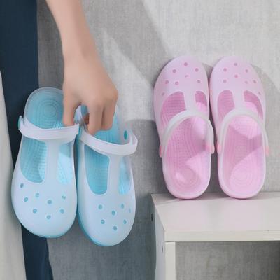 Легкая нескользящая летняя женская обувь с круглым носком, женские сандалии на плоской подошве, носки с защитой от непогоды, пляжная обувь больших размеров