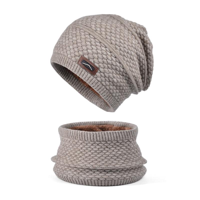 Зимняя шапка, шарф, комплект из двух предметов, женская уличная бархатная теплая защита для ушей, шапка-пуловер, вязаная шерстяная шапка