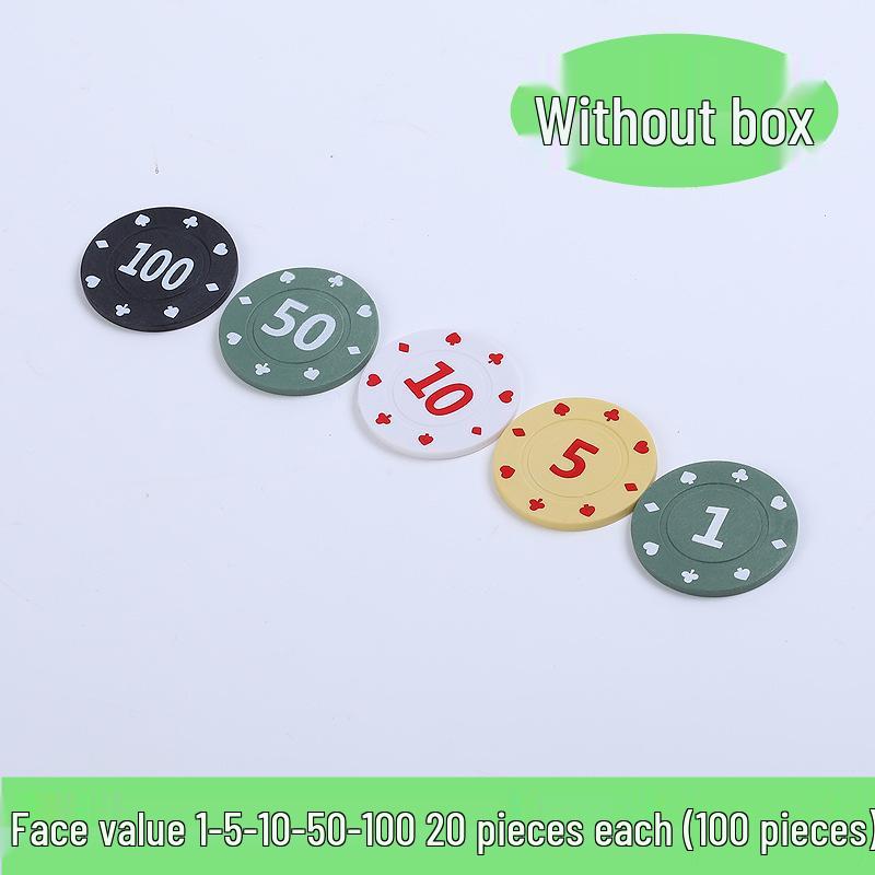 Коробка 100 пластиковых фишек для карточных игр: Баккара, Маджонг, Покер