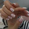 24pcs Simple Nude Nail Art Fake Nail Classic French White-edged Nails Short European Square Nails