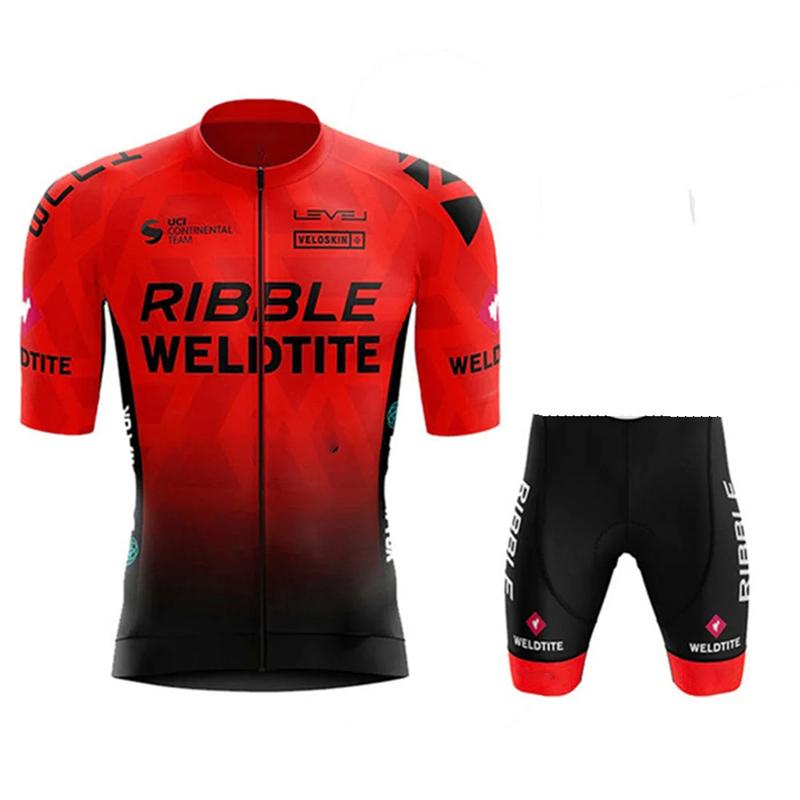 2026 Ribble Weldtite Cycling Jersey Set Short Sleeve Men Anti-UV Bike Summer Cycling Clothing Maillot Ciclismo Hombre Bicycle Suit