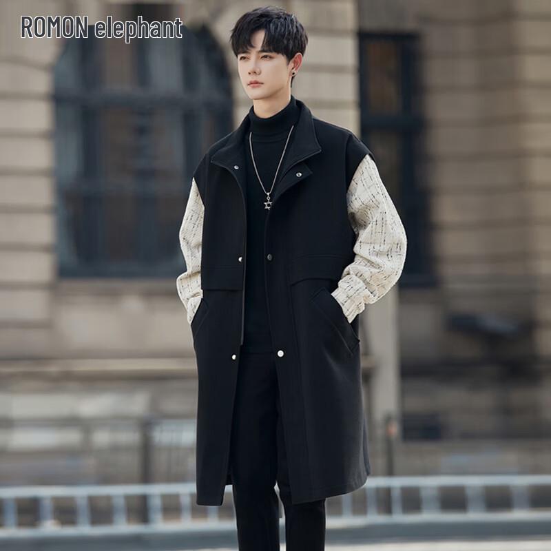 ROMON Мужское пальто средней длины из смесовой шерсти, имитирующее двухпредметный комплект