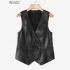 ZANZEA Женский повседневный кардиган-жилет без рукавов с V-образным вырезом из искусственной ПУ кожи