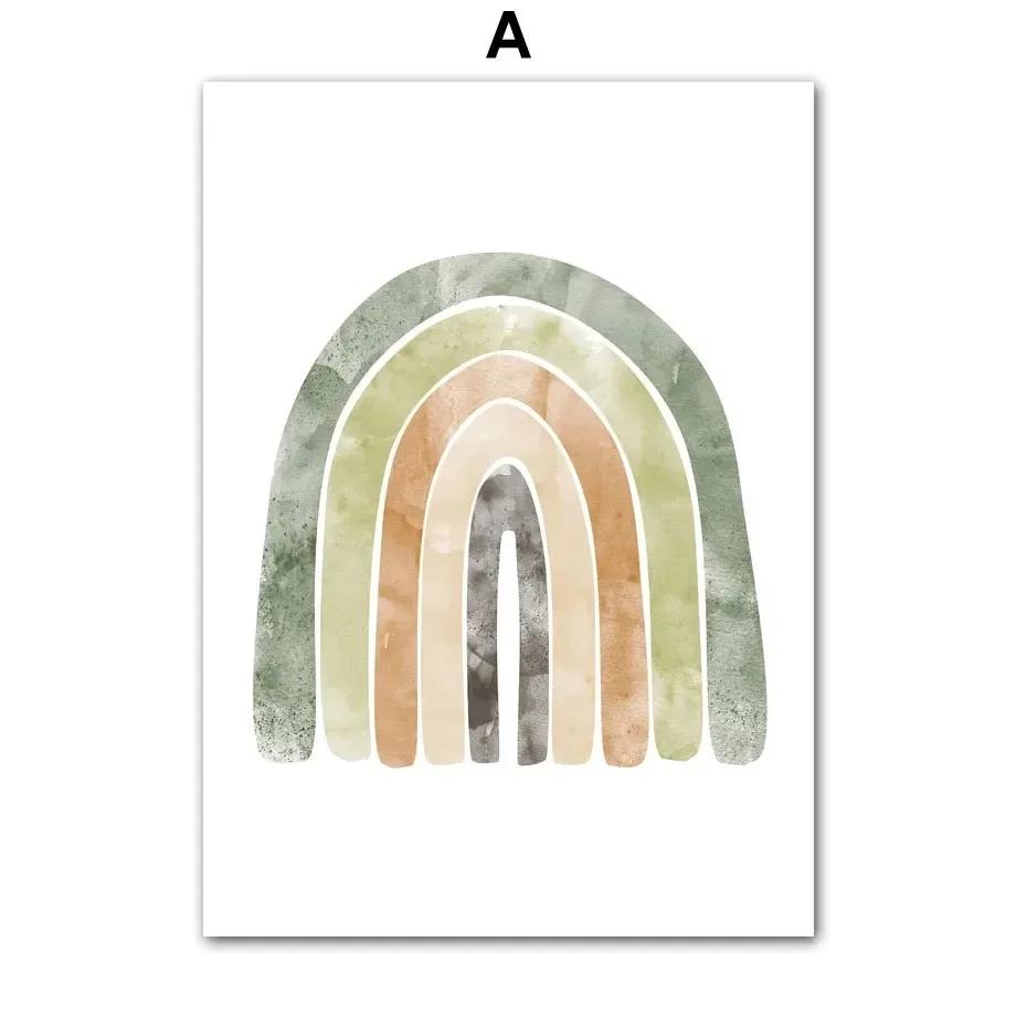 Green Rainbow Sun Cloud Star Moon Love Minimalist Wall Print Canvas Posters for Living Room Modern Home Decor