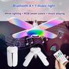 50W LED Buklanadigan To'rt Bargli Chiroq E27 RGB Musiqali Deformatsiyalanadigan Shift Chirog'i Rangli Aqlli Buklanadigan Fan Lampochka