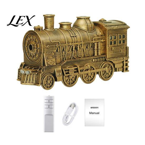 Quiet Humidifier for Nighttime 300ml Vintage Train Aroma Diffuser, Steam Locomotive with Remote & LED Retro Light Light, 2 Mist Modes Timer Essential