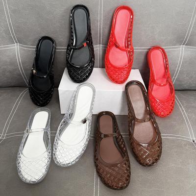 Роскошные желеобразные хрустальные туфли с закрытым носком в корейском стиле, дышащие балетки, удобные туфли Мэри Джейн с перфорацией