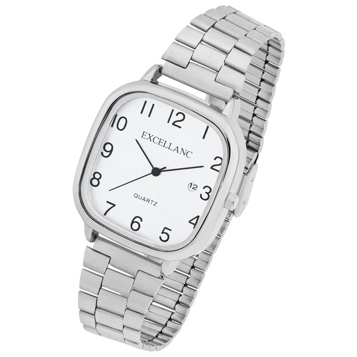Montre bracelet - EXCELLANC - Excellanc - Boîtier rectangulaire 36 mm - Argenté - Bracelet métal 20 mm