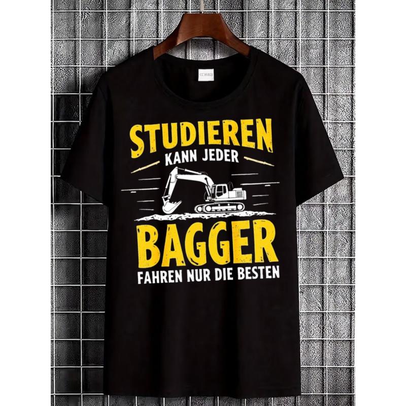 Men's Heavy Machinery T-Shirt with Excavator Operator Slogan - "Only the Best Can Drive an Excavator" German Text Print, Construction Worker Apparel