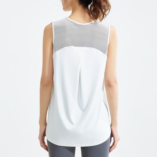 Yousheng женский жилет дышащая сетчатая спинка свободный крой майки с рисунком морщин однотонный гладкий тканевый спортивный жилет для йоги