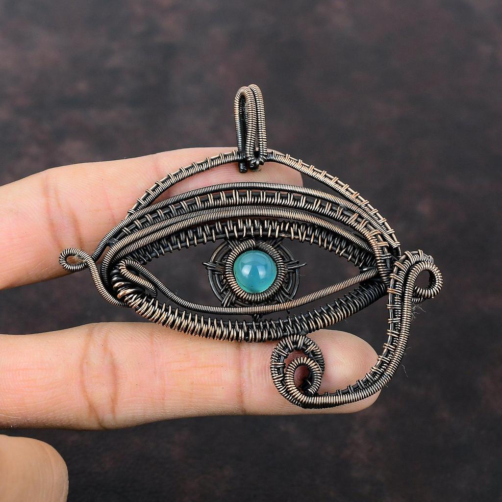Подвеска от сглаза с апатитом, обернутая медной проволокой, подвеска из драгоценного камня, ювелирное изделие ручной работы из апатита, подвеска от сглаза с медной проволокой, ювелирное изделие в подарок на годовщину