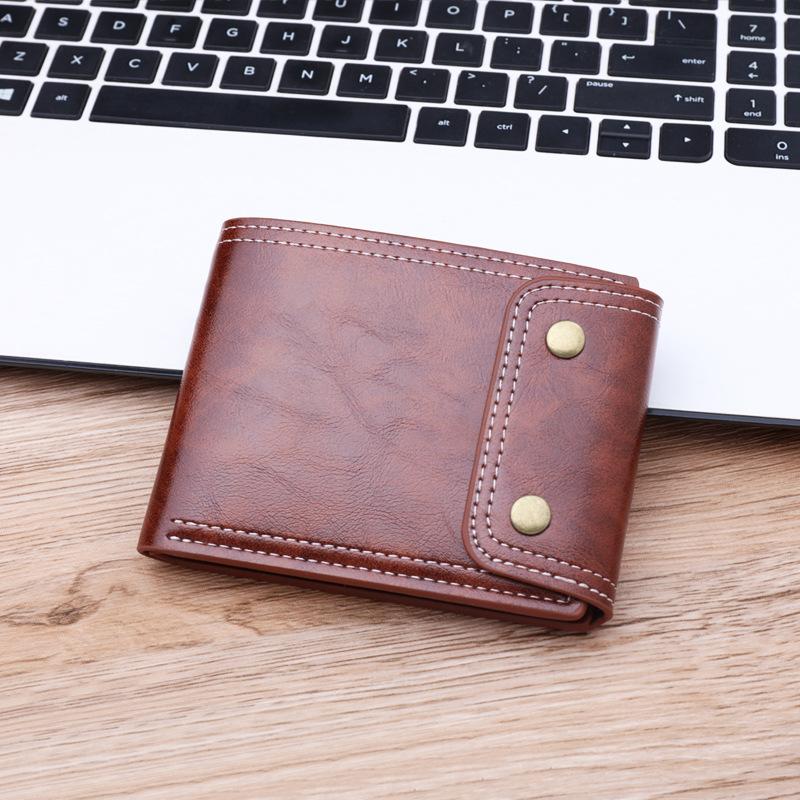 Men Wallets Waxed Leather Short Wallet, Card Holder, Coin Purse, Business Style
