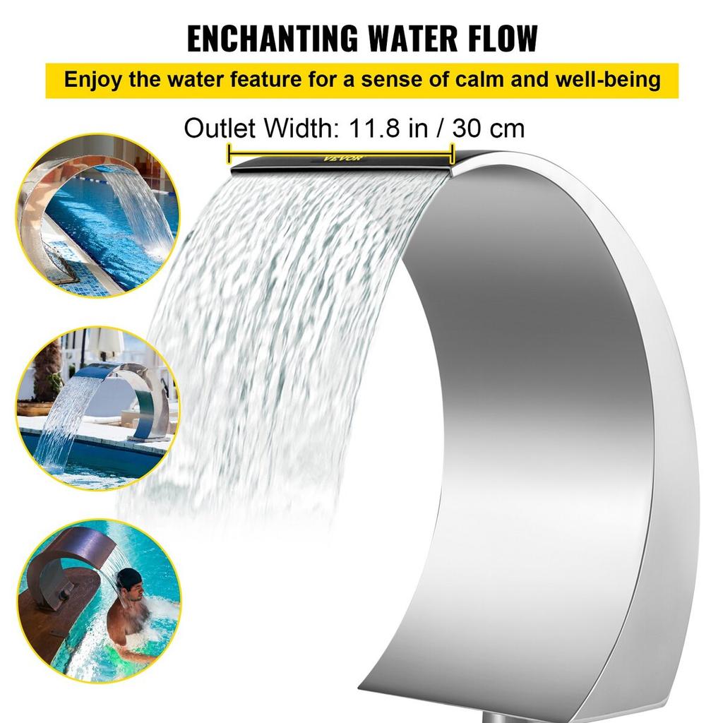 Pool Water Fountain Stainless Steel Pond Garden Swimming Pool Waterfall Fountain