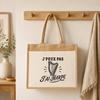 Sac Cabas Jute avec Poche J’peux pas j’ai Harpe J'peux pas minimaliste | Toile de Jute et Coton 21 L Fond Plat Anses 65 cm | Marché