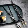 5 пар китайских палочек для еды из сплава, палочки для суши, многоразовые, легкие, роскошные, бытовые, черные, золотые палочки для еды, здоровая посуда из сплава