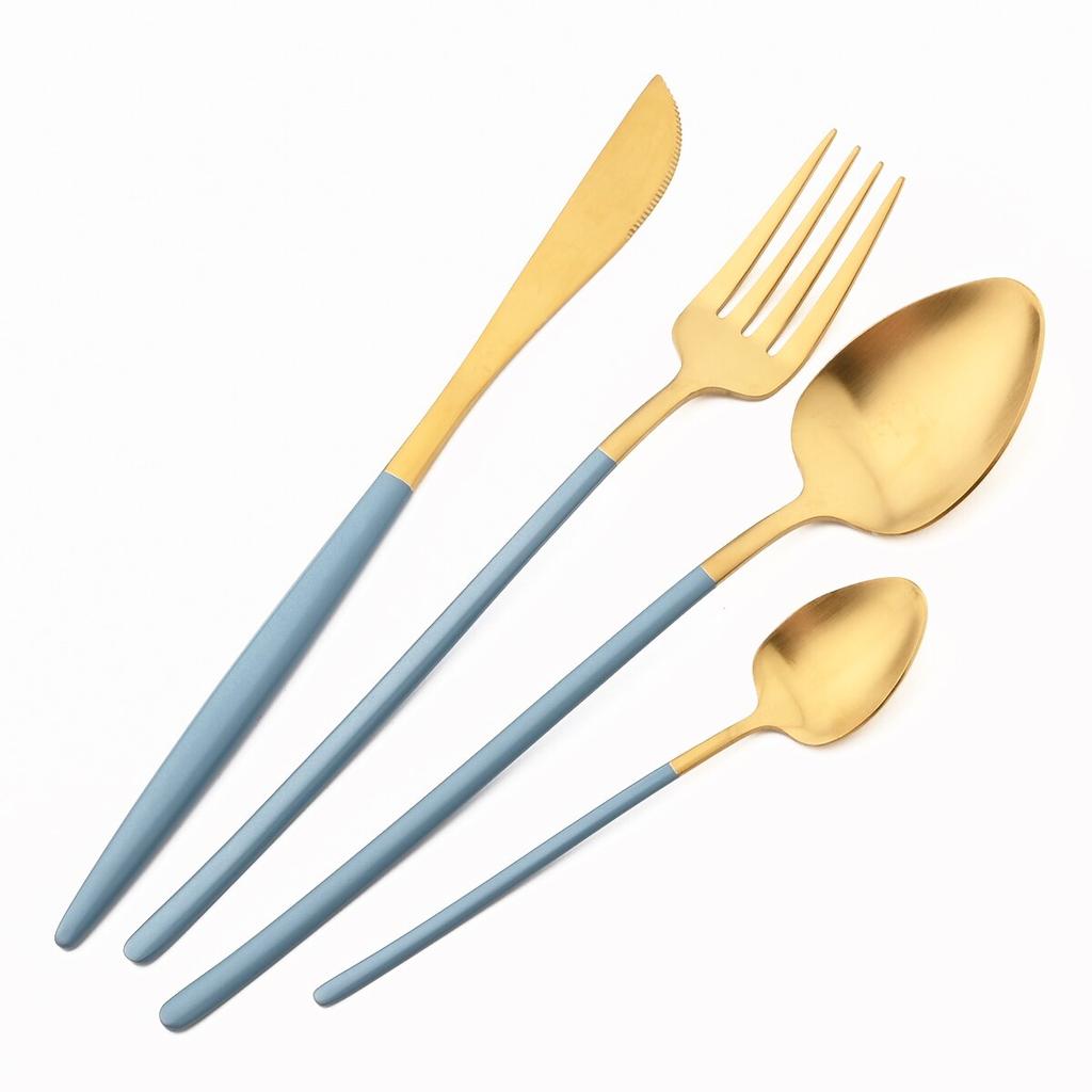 Matte Gold Stainless Steel Dinnerware Cutlery Set Dinner Knife Forks Coffee Spoon Silverware Kitchen Flatware Tableware Sets