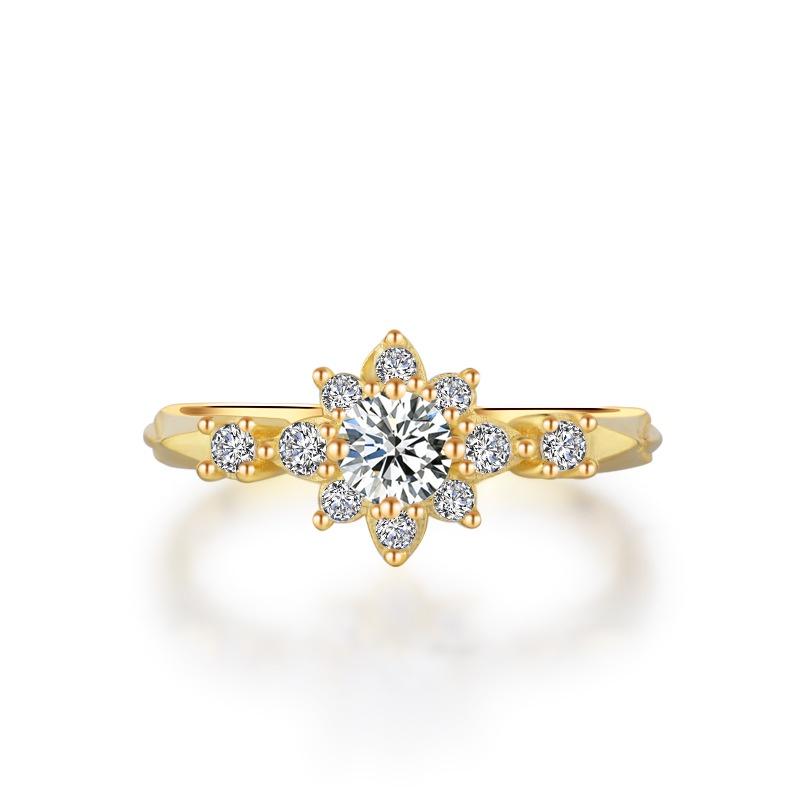 Женское милое модное позолоченное элегантное кольцо со стразами и кристаллами для свадьбы