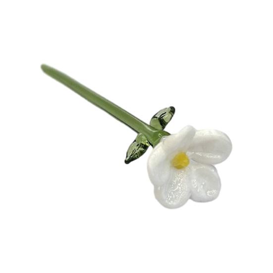 Стеклянное украшение в виде цветка ручной работы со стеблем, выдувная мини-фигурка цветочного растения, украшение для дома, гостиной, офисного стола, ваза для цветов