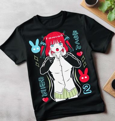 Футболка Нино Накано Вайфу Горячая Накано Нино 5-toubun no Hanayome Подарочная футболка