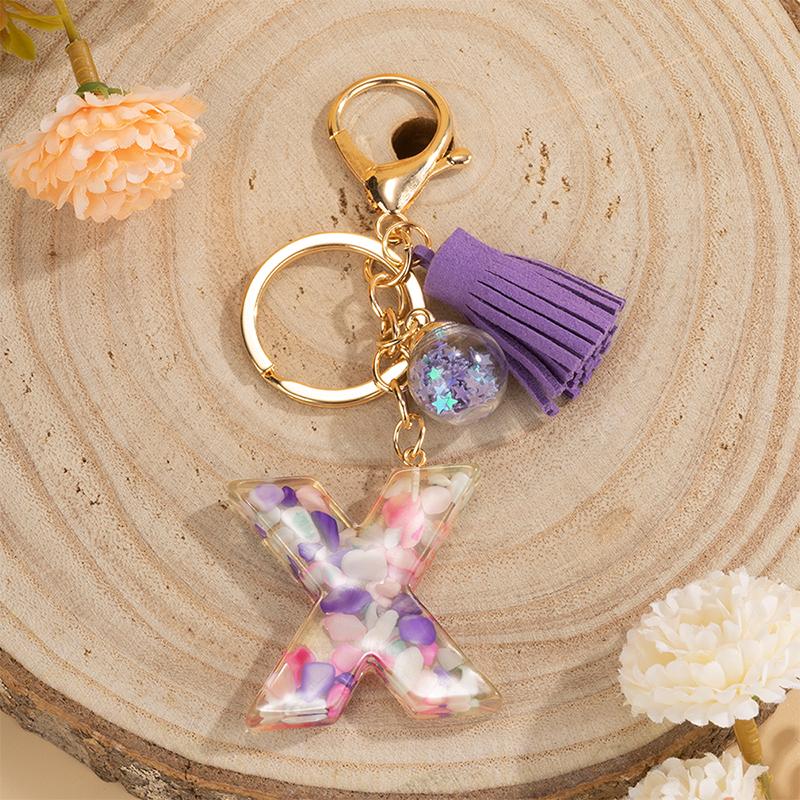 1 шт., держатель для ключей, подарок ручной работы, сумка с алфавитом AZ, кулон, брелок с кисточками и блестками, аксессуары для ключей