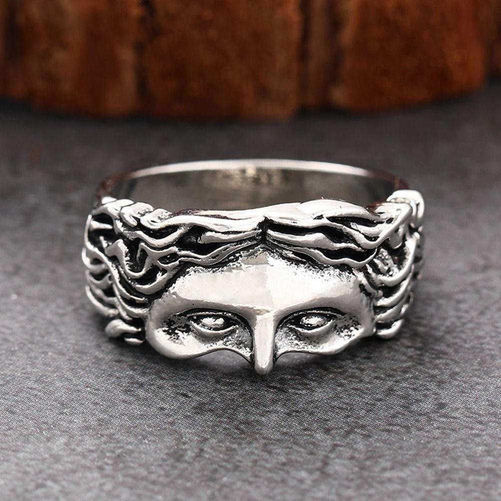 Literary Sculpture Half Face Rings Adjustable Opening Ring Venus Mask Ring Jewelry Accessories