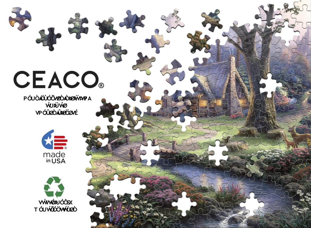 Ceaco - Disney - Thomas Kinkade - Snow White Discovers the Cottage - 1000 Piece Jigsaw Puzzle for Adults - Challenging Puzzle Perfect for Game Night