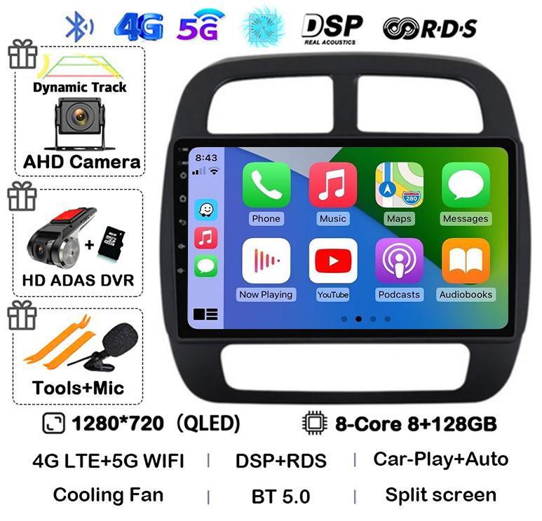 Android 14 Auto Carplay для Renault KWID K-ZE Dacia Spring 2015 2016 2017 2018 2019 Автомобильный мультимедийный проигрыватель GPS Радио DSP Stereo