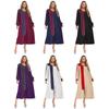 Женское сценическое платье XS-XXL: Хор-халат с V-образным вырезом, пышными рукавами, цветовыми блоками, разрезом и молнией спереди