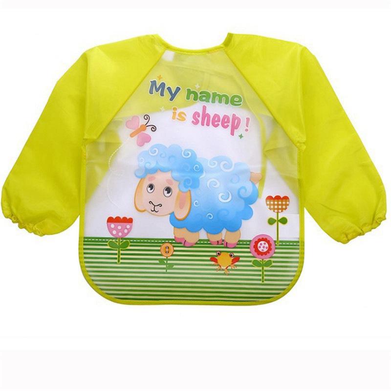 Baby Feeding Feeding Apron Thin Style Long Sleeve Baby Reverse Dressing Drawing Clothes Waterproof Bib
