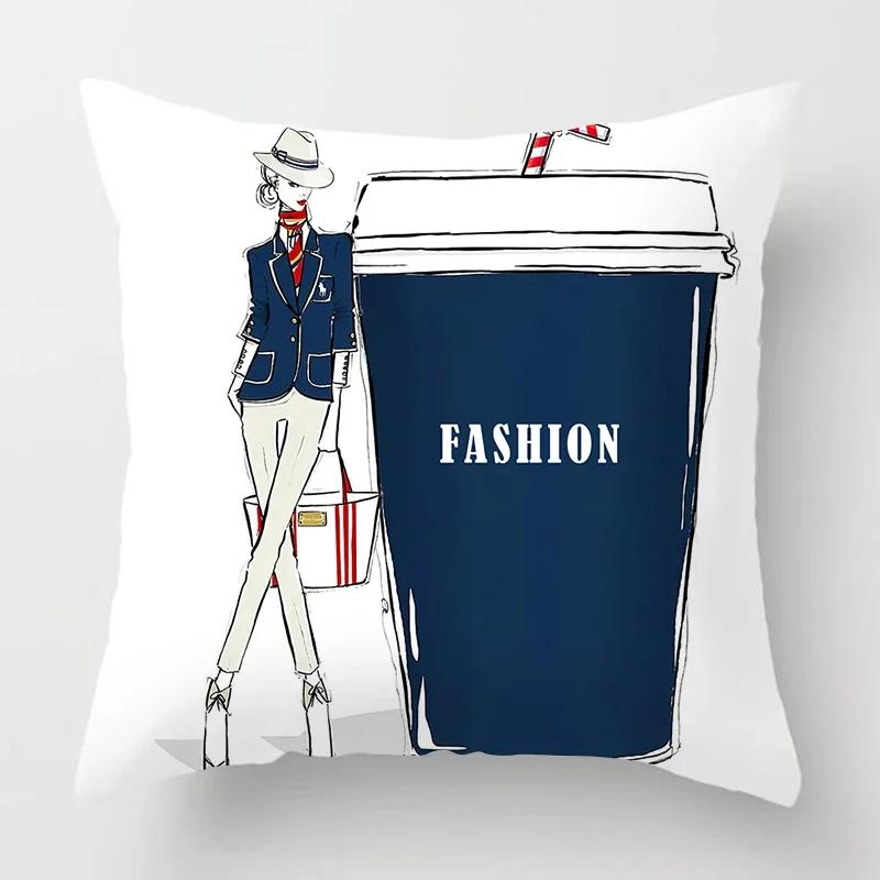 Скандинавская мода Чехол для подушки в виде чашки для воды Женский любимый x Чехол для подушки Наволочка Декор для дивана Домашний декор Декор для гостиной x