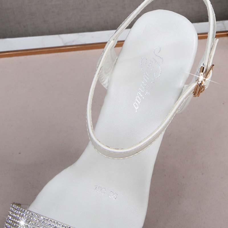 Женские прозрачные туфли на каблуке со стразами, босоножки на высоком каблуке, женские прозрачные свадебные туфли на каблуке 20 см, на платформе 10 см LFD