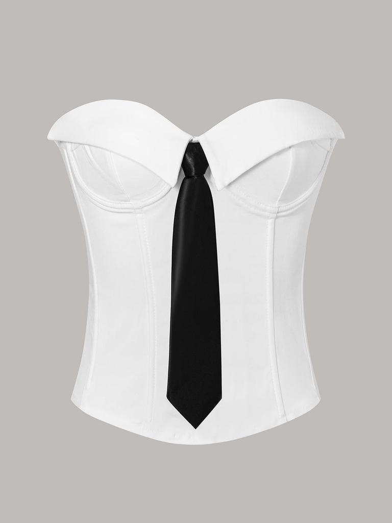 Cross-Border Hot Girl Solid Color Fishbone Tie Sling Bandeau