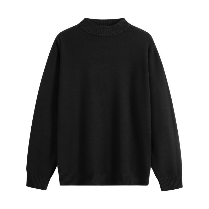 Men S Solid Color Long Sleeve Loose Knit Sweater Casual Inner Wear