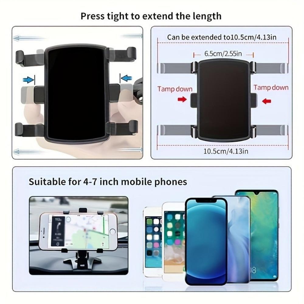 360 Degree Rotation Car Phone Holder Dashboard Mobile Phone Clip Mount Stand Universal Car Smartphone Bracket for GPS Navigation