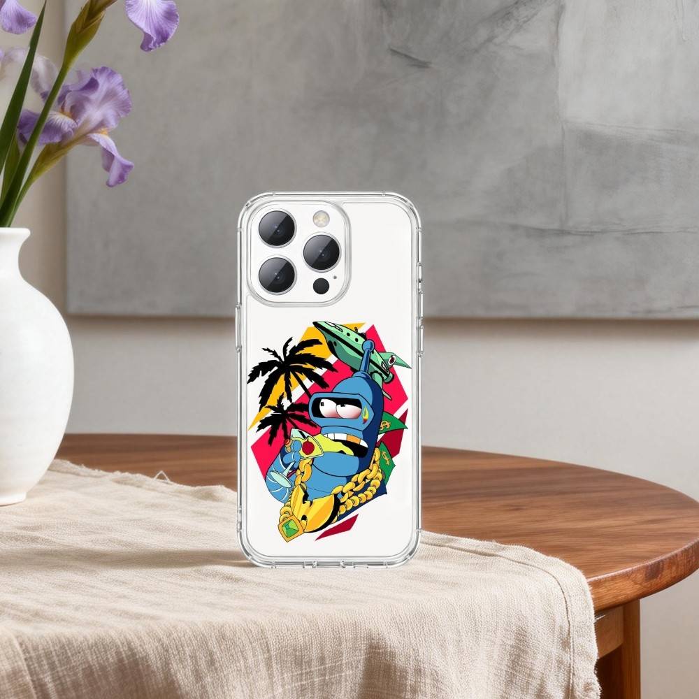 Futurama Funny Bender Phone Case For iPhone 17 16 15 14 13 12 11 Mini Pro Max Plus Transparent Cover