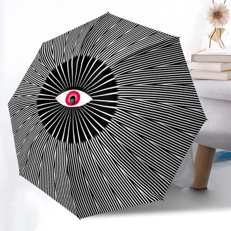 1pc Eye Pattern Automatic Opening/Closing Umbrella with Operation & Windproof Canopy yy260311042