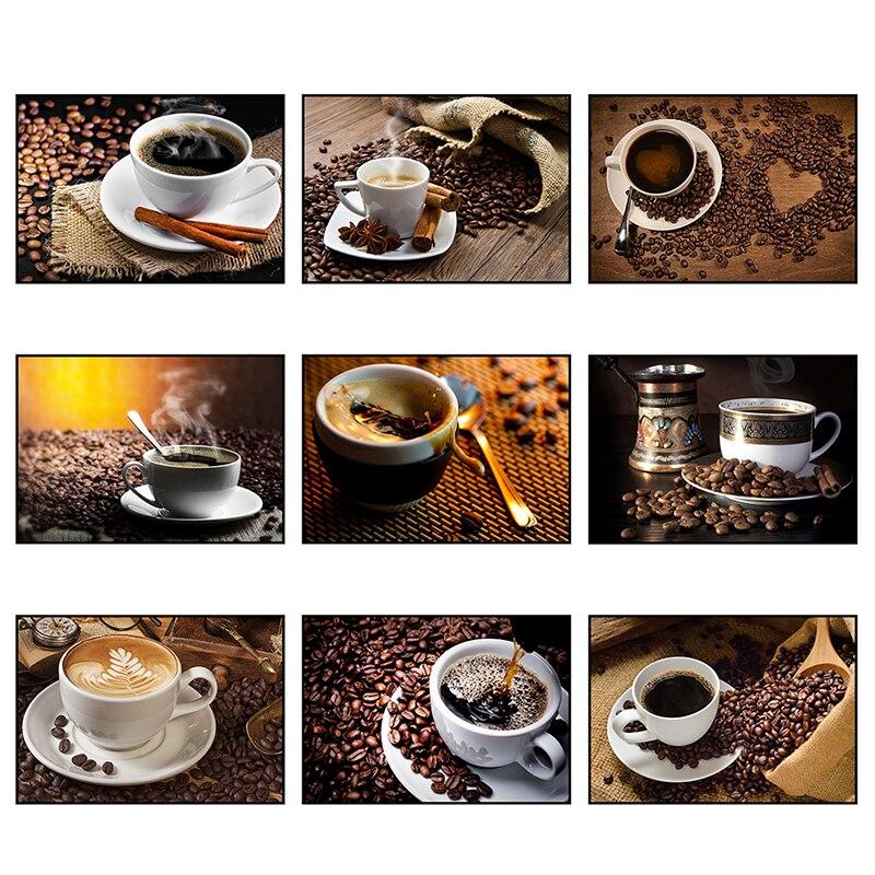 Coffee Cup Poster Decoration Nordic Prints Coffee Bean Canvas Painting Wall Art Picture for Living Room Cafe Store Home Restaurant Kitchen