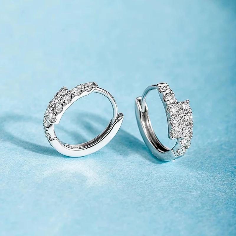 Huitan Модные женские серьги-кольца Изящные сверкающие серьги-кольца с кубическим цирконием серебристого цвета с кристаллами Изысканные женские украшения