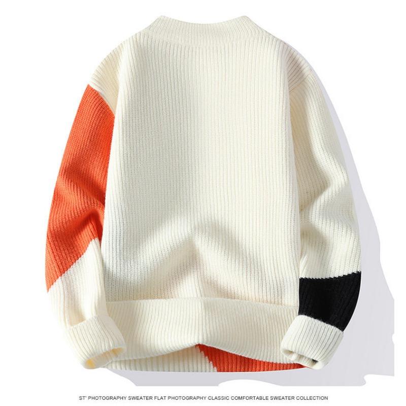 Men S Thick Half High Neck Long Sleeve Pullover Knit Sweater Korean Style