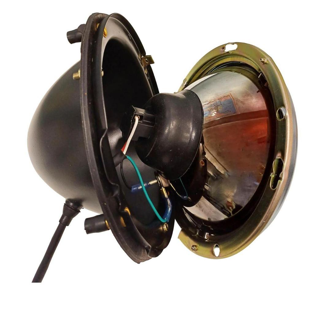 7 Inch Headlamp Assembly Set with 12V Halogen Bulbs & Chrome-Plated Rings | Suitable for Car, Truck, Trailer Jaguar E-Type, MK1, MK2, Defender