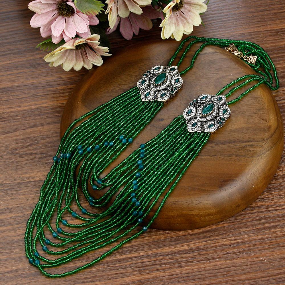 Элегантное длинное ожерелье из бусин, марокканский кафтан, бижутерия, этнические свадебные украшения, турецкое многослойное ожерелье из бисера