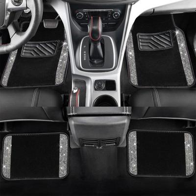 Коврики со стразами для автомобилей, блестящие автомобильные коврики, водостойкие, противоскользящие, передние и задние коврики для седана