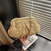 Yogodlns Летняя плетеная из соломы сумка через плечо Модная сумка-ракушка Женская сумка на плечо с цепочкой