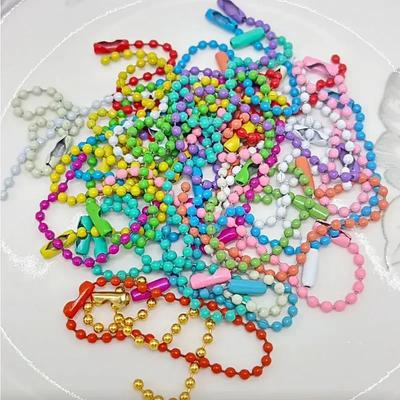 10/100 шт. DIY Цепочки с Шариками Серебристые Разноцветные Брелок для Ключей Куклы Бирка Ручная Бирка Соединитель для Изготовления Украшений Подвеска Аксессуар