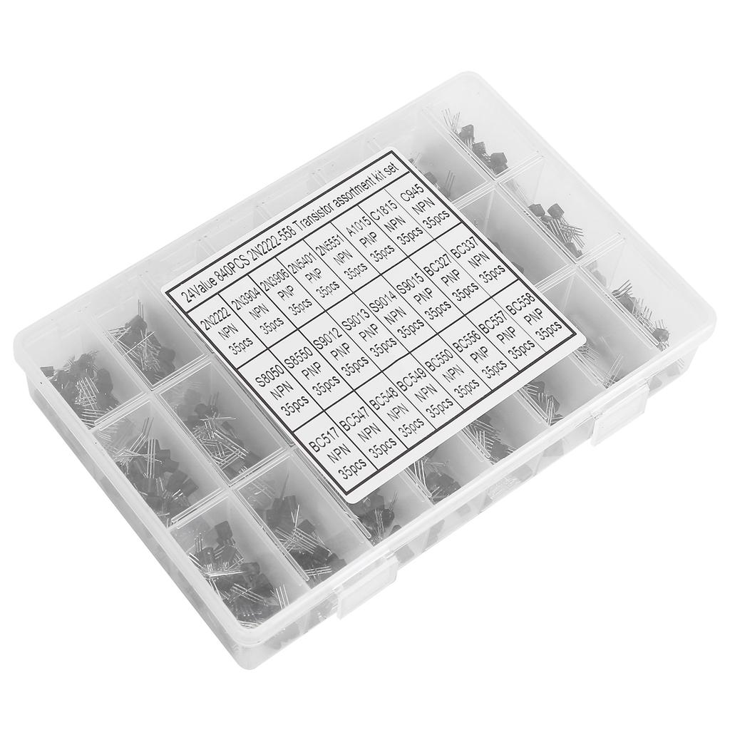 840 шт. транзисторов InLine TO92 NPN малой мощности транзисторы комплект коробка 2N2222ABC558