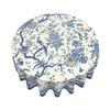 1Pc Chinese Style 60-Inch Round Tablecloth, Blue And White Porcelain Floral & Bird Design, Classic Oriental Style Polyester