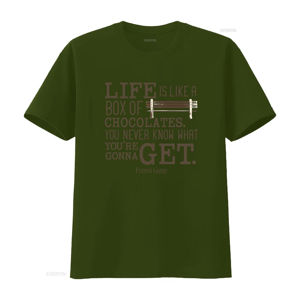 Life Is Like A Box Of Chocolates Forrest Gump Quote T Shirt Unique Design for Movie Fans vintage Washed homme Slightly