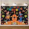 1 banner for the Day of the Dead party - Vibrant Mexican skull band, with dandelionszyc